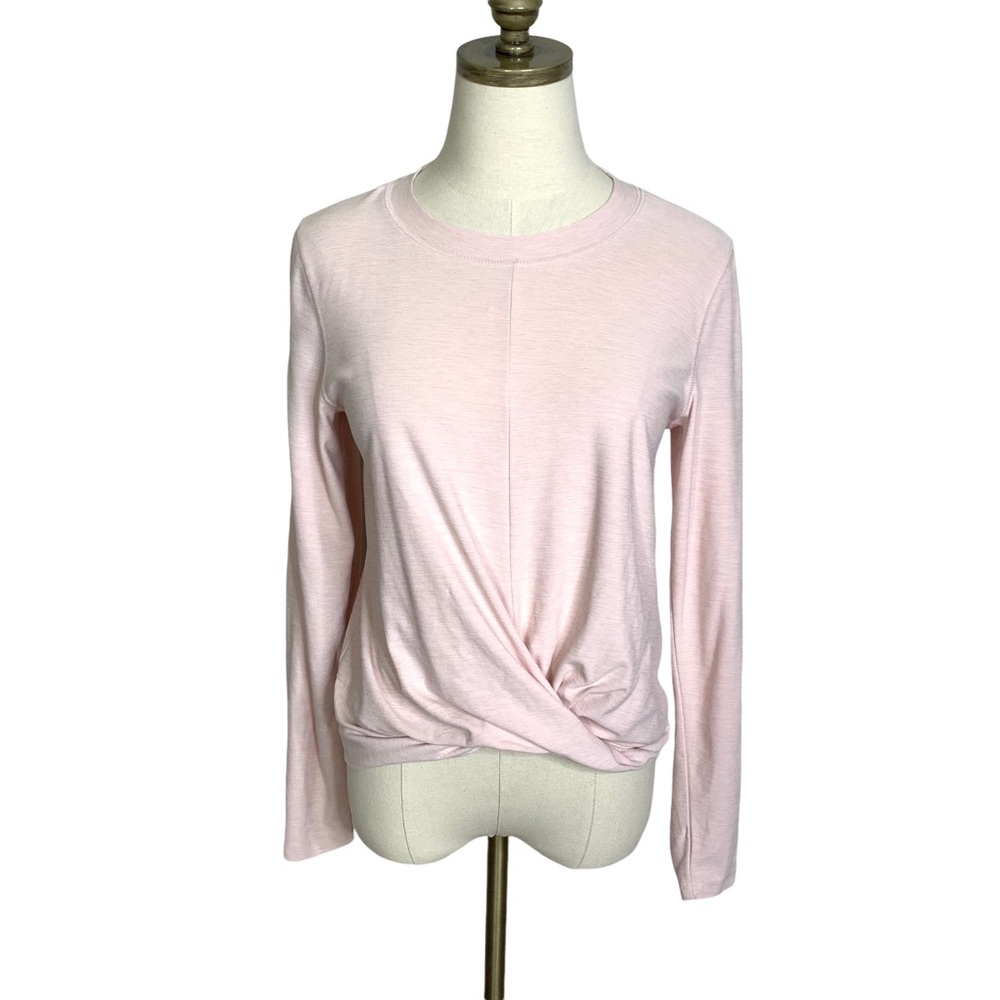 Old Navy pale pink long sleeve waist tie knit top M 3167